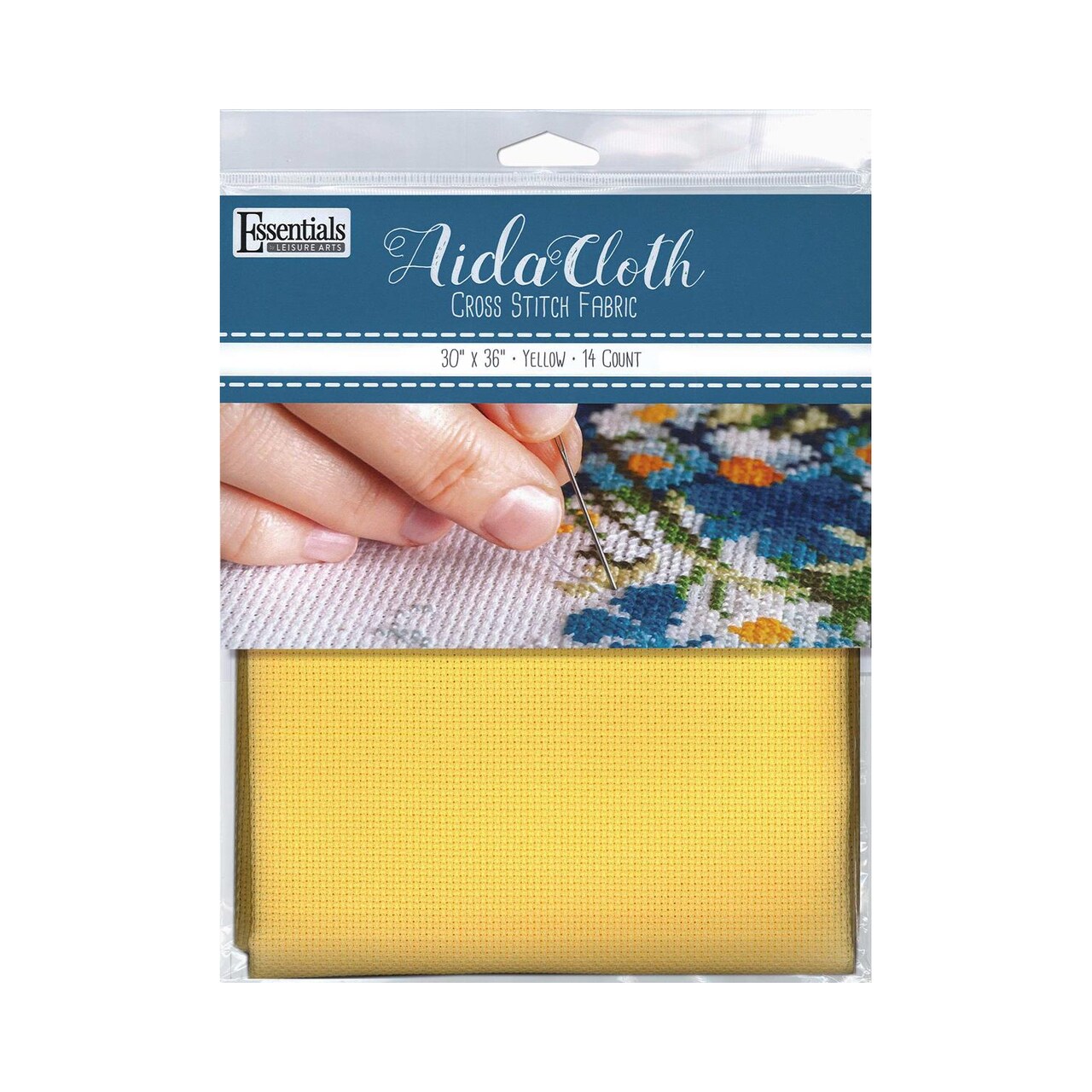 Essentials By Leisure Arts Aida Cloth, 14 Count, Yellow Cross Stitch Fabric, Embroidery Fabric, Cross Stitch Supplies For Crafting, Stitching, And Sewing Projects 30X36